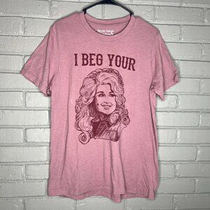 Rowdy Crowd I Beg Your "Pardon" Short Sleeve Graphic Tee Size Large